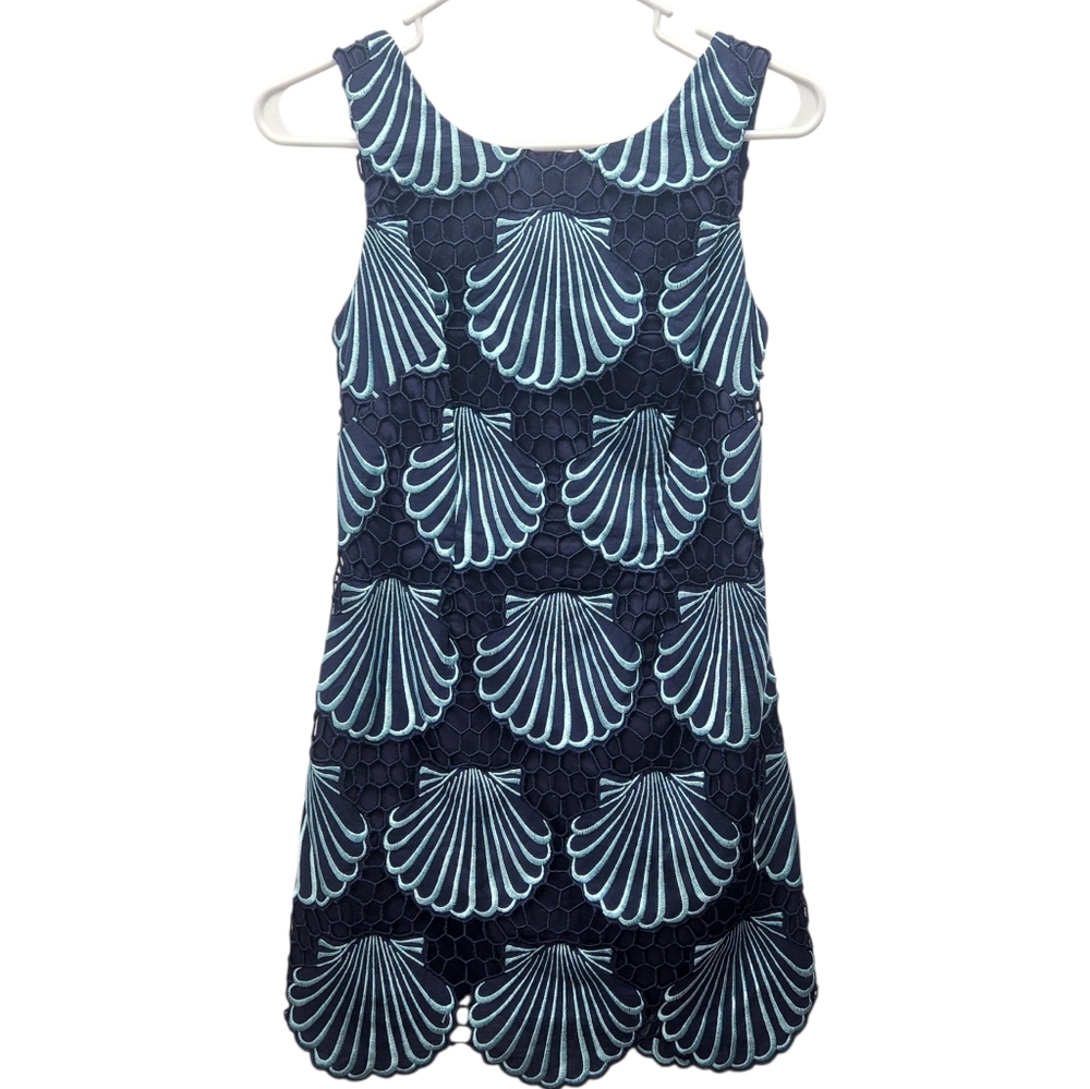 Lilly Pulitzer Lace Delia Shell Lace Shift Dress Scallop Hem Sleeveless Size 0